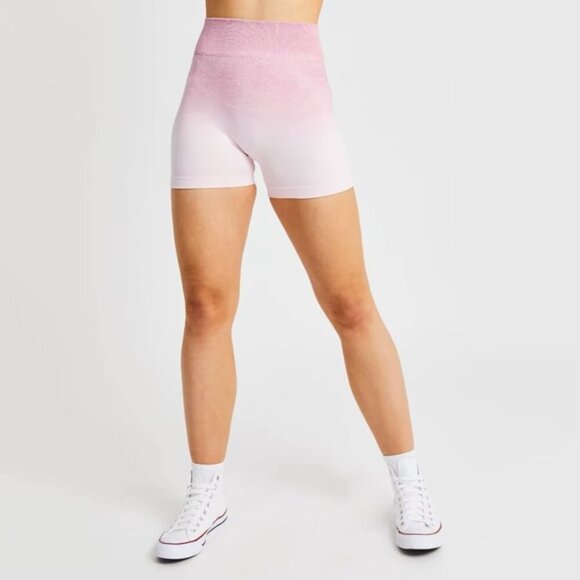 NEW AYBL baby pink ombré gradient PLUSE high waist seamless active gym shorts XS - Picture 2 of 8